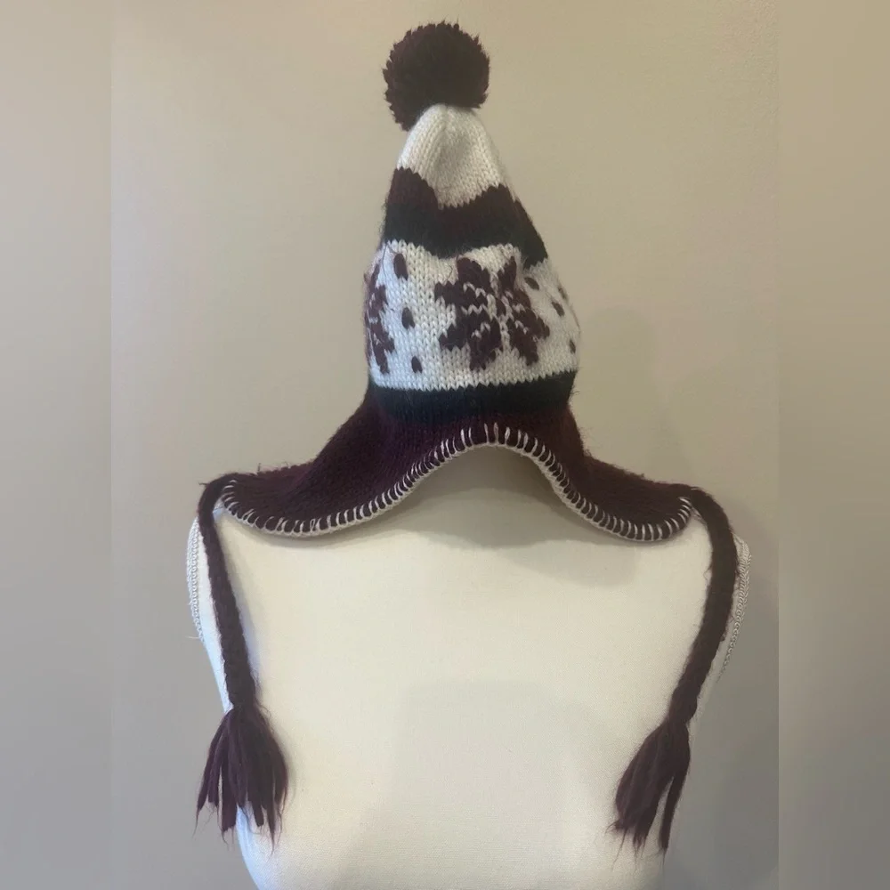 Kids Fair Isle Snowflake Trapper Hat Fleece Lined Pom Pom Ear Flap Winter Beanie